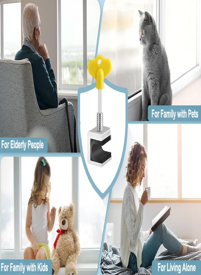 VISHARNI Child Safety Sliding Window Lock - Keyed Adjustable Aluminum Track Clamp, No-Screw Security Stopper for Home Protection (2) - Image 2